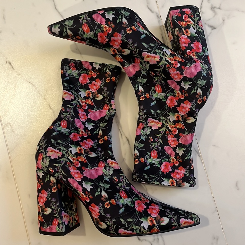 Steve Madden Lombard Floral Pattern Sock Boot